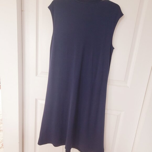 Navy Blue Wool Embellished Dress - Picture 6 of 6